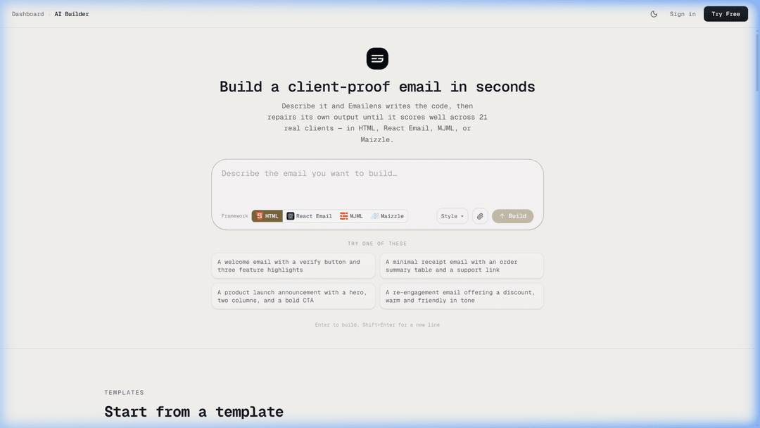 Emailens AI Email Builder
